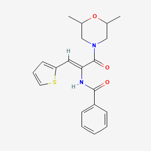 molecular formula C20H22N2O3S B10888872 N-[(1Z)-3-(2,6-dimethylmorpholin-4-yl)-3-oxo-1-(thiophen-2-yl)prop-1-en-2-yl]benzamide 