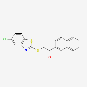 molecular formula C19H12ClNOS2 B10888963 2-[(5-Chloro-1,3-benzothiazol-2-yl)sulfanyl]-1-(naphthalen-2-yl)ethanone 