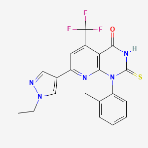 molecular formula C20H16F3N5OS B10888969 7-(1-ethyl-1H-pyrazol-4-yl)-1-(2-methylphenyl)-2-sulfanyl-5-(trifluoromethyl)pyrido[2,3-d]pyrimidin-4(1H)-one 