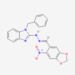 1-benzyl-2-{(2E)-2-[(6-nitro-1,3-benzodioxol-5-yl)methylidene]hydrazinyl}-1H-benzimidazole