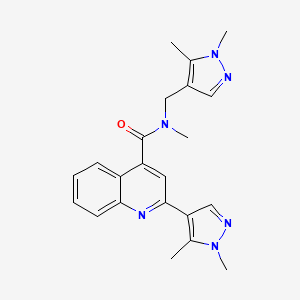 molecular formula C22H24N6O B10889090 2-(1,5-Dimethyl-1H-pyrazol-4-yl)-N-[(1,5-dimethyl-1H-pyrazol-4-yl)methyl]-N-methyl-4-quinolinecarboxamide CAS No. 1005651-54-6