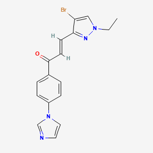 molecular formula C17H15BrN4O B10889091 (2E)-3-(4-bromo-1-ethyl-1H-pyrazol-3-yl)-1-[4-(1H-imidazol-1-yl)phenyl]prop-2-en-1-one 