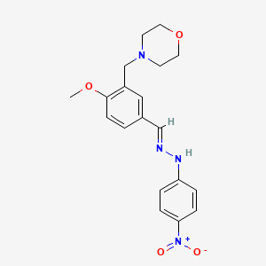 molecular formula C19H22N4O4 B10889217 4-(2-methoxy-5-{(E)-[2-(4-nitrophenyl)hydrazinylidene]methyl}benzyl)morpholine 