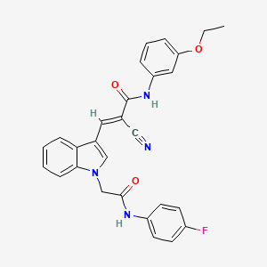 (2E)-2-cyano-N-(3-ethoxyphenyl)-3-(1-{2-[(4-fluorophenyl)amino]-2-oxoethyl}-1H-indol-3-yl)prop-2-enamide