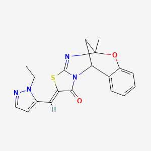 (2Z)-2-[(1-ethyl-1H-pyrazol-5-yl)methylidene]-5-methyl-5H,11H-5,11-methano[1,3]thiazolo[2,3-d][1,3,5]benzoxadiazocin-1(2H)-one