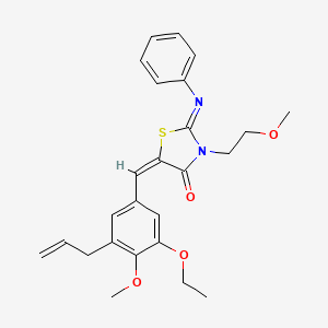 (2Z,5E)-5-[3-ethoxy-4-methoxy-5-(prop-2-en-1-yl)benzylidene]-3-(2-methoxyethyl)-2-(phenylimino)-1,3-thiazolidin-4-one