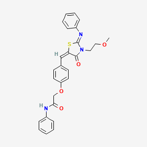 2-(4-{(E)-[(2Z)-3-(2-methoxyethyl)-4-oxo-2-(phenylimino)-1,3-thiazolidin-5-ylidene]methyl}phenoxy)-N-phenylacetamide