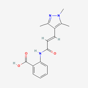 2-{[(2E)-3-(1,3,5-trimethyl-1H-pyrazol-4-yl)prop-2-enoyl]amino}benzoic acid