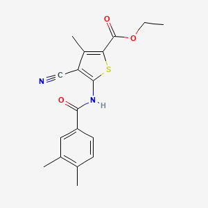 molecular formula C18H18N2O3S B10889363 Ethyl 4-cyano-5-(3,4-dimethylbenzamido)-3-methylthiophene-2-carboxylate 