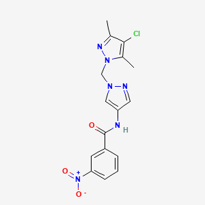 molecular formula C16H15ClN6O3 B10889441 N-{1-[(4-chloro-3,5-dimethyl-1H-pyrazol-1-yl)methyl]-1H-pyrazol-4-yl}-3-nitrobenzamide 