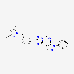 molecular formula C24H20N8 B10889444 2-{3-[(3,5-dimethyl-1H-pyrazol-1-yl)methyl]phenyl}-7-phenyl-7H-pyrazolo[4,3-e][1,2,4]triazolo[1,5-c]pyrimidine 