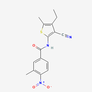 molecular formula C16H15N3O3S B10889462 N-(3-cyano-4-ethyl-5-methylthiophen-2-yl)-3-methyl-4-nitrobenzamide 