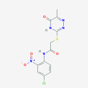 molecular formula C12H10ClN5O4S B10889479 N-(4-chloro-2-nitrophenyl)-2-[(6-methyl-5-oxo-4,5-dihydro-1,2,4-triazin-3-yl)sulfanyl]acetamide 