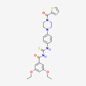 molecular formula C27H30N4O4S2 B10889510 3,5-diethoxy-N-({4-[4-(thiophen-2-ylcarbonyl)piperazin-1-yl]phenyl}carbamothioyl)benzamide 