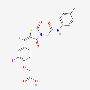 {2-iodo-4-[(E)-(3-{2-[(4-methylphenyl)amino]-2-oxoethyl}-2,4-dioxo-1,3-thiazolidin-5-ylidene)methyl]phenoxy}acetic acid