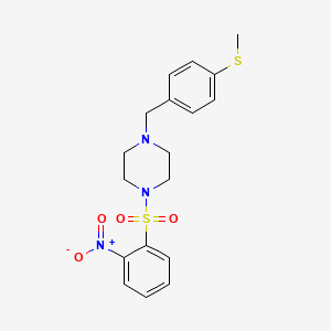 molecular formula C18H21N3O4S2 B10889569 1-[4-(Methylsulfanyl)benzyl]-4-[(2-nitrophenyl)sulfonyl]piperazine 