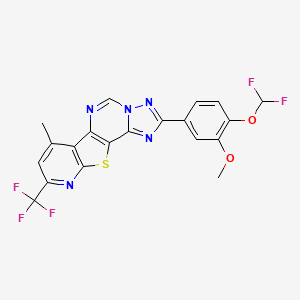 molecular formula C20H12F5N5O2S B10889581 4-[4-(difluoromethoxy)-3-methoxyphenyl]-11-methyl-13-(trifluoromethyl)-16-thia-3,5,6,8,14-pentazatetracyclo[7.7.0.02,6.010,15]hexadeca-1(9),2,4,7,10(15),11,13-heptaene 