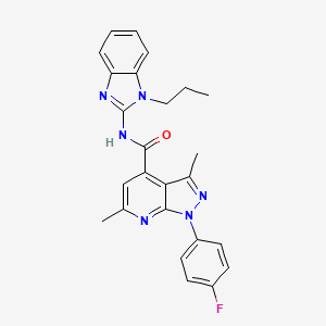 molecular formula C25H23FN6O B10889633 1-(4-fluorophenyl)-3,6-dimethyl-N-(1-propyl-1H-benzimidazol-2-yl)-1H-pyrazolo[3,4-b]pyridine-4-carboxamide 