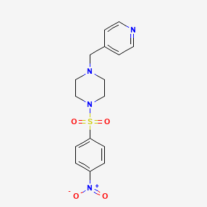 molecular formula C16H18N4O4S B10889654 1-[(4-Nitrophenyl)sulfonyl]-4-(4-pyridylmethyl)piperazine 