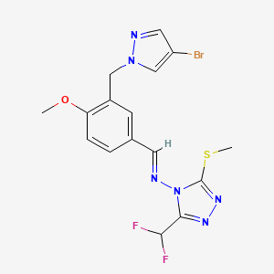 N-[(E)-{3-[(4-bromo-1H-pyrazol-1-yl)methyl]-4-methoxyphenyl}methylidene]-3-(difluoromethyl)-5-(methylsulfanyl)-4H-1,2,4-triazol-4-amine