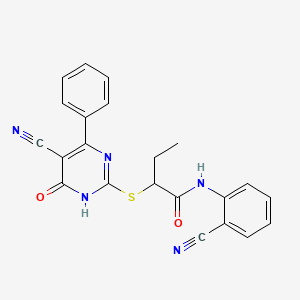 2-[(5-cyano-4-oxo-6-phenyl-1H-pyrimidin-2-yl)sulfanyl]-N-(2-cyanophenyl)butanamide