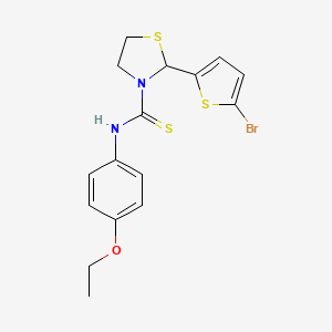 molecular formula C16H17BrN2OS3 B10889692 2-(5-bromothiophen-2-yl)-N-(4-ethoxyphenyl)-1,3-thiazolidine-3-carbothioamide 