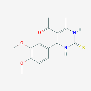 molecular formula C15H18N2O3S B10889706 1-[4-(3,4-Dimethoxyphenyl)-6-methyl-2-thioxo-1,2,3,4-tetrahydropyrimidin-5-yl]ethanone 