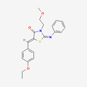 molecular formula C21H22N2O3S B10889756 (2Z,5Z)-5-(4-ethoxybenzylidene)-3-(2-methoxyethyl)-2-(phenylimino)-1,3-thiazolidin-4-one 