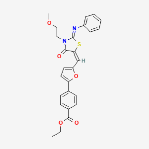 ethyl 4-(5-{(E)-[(2Z)-3-(2-methoxyethyl)-4-oxo-2-(phenylimino)-1,3-thiazolidin-5-ylidene]methyl}furan-2-yl)benzoate