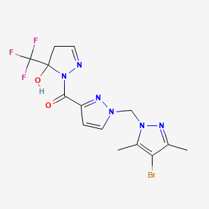 {1-[(4-bromo-3,5-dimethyl-1H-pyrazol-1-yl)methyl]-1H-pyrazol-3-yl}[5-hydroxy-5-(trifluoromethyl)-4,5-dihydro-1H-pyrazol-1-yl]methanone