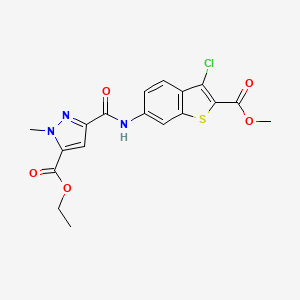 molecular formula C18H16ClN3O5S B10889842 ethyl 3-({[3-chloro-2-(methoxycarbonyl)-1-benzothiophen-6-yl]amino}carbonyl)-1-methyl-1H-pyrazole-5-carboxylate 