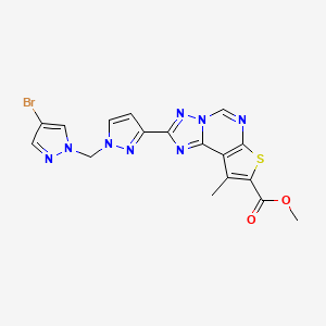 molecular formula C17H13BrN8O2S B10889865 methyl 2-{1-[(4-bromo-1H-pyrazol-1-yl)methyl]-1H-pyrazol-3-yl}-9-methylthieno[3,2-e][1,2,4]triazolo[1,5-c]pyrimidine-8-carboxylate 