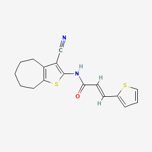 (2E)-N-(3-cyano-5,6,7,8-tetrahydro-4H-cyclohepta[b]thiophen-2-yl)-3-(thiophen-2-yl)prop-2-enamide