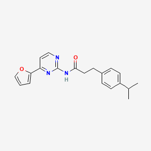 N-[4-(furan-2-yl)pyrimidin-2-yl]-3-[4-(propan-2-yl)phenyl]propanamide