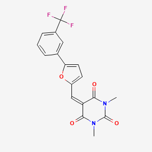 molecular formula C18H13F3N2O4 B10889934 1,3-dimethyl-5-({5-[3-(trifluoromethyl)phenyl]furan-2-yl}methylidene)pyrimidine-2,4,6(1H,3H,5H)-trione 