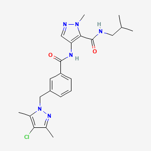 molecular formula C22H27ClN6O2 B10889985 4-[({3-[(4-chloro-3,5-dimethyl-1H-pyrazol-1-yl)methyl]phenyl}carbonyl)amino]-1-methyl-N-(2-methylpropyl)-1H-pyrazole-5-carboxamide 