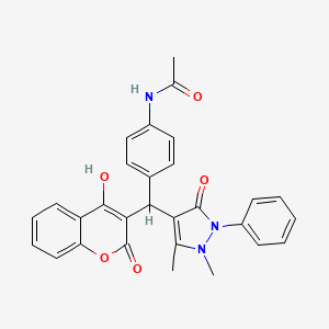 molecular formula C29H25N3O5 B10889991 N-{4-[(1,5-dimethyl-3-oxo-2-phenyl-2,3-dihydro-1H-pyrazol-4-yl)(4-hydroxy-2-oxo-2H-chromen-3-yl)methyl]phenyl}acetamide 