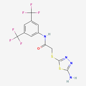 molecular formula C12H8F6N4OS2 B10890066 2-[(5-amino-1,3,4-thiadiazol-2-yl)sulfanyl]-N-[3,5-bis(trifluoromethyl)phenyl]acetamide 