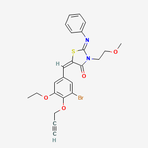 molecular formula C24H23BrN2O4S B10890085 (2Z,5E)-5-[3-bromo-5-ethoxy-4-(prop-2-yn-1-yloxy)benzylidene]-3-(2-methoxyethyl)-2-(phenylimino)-1,3-thiazolidin-4-one 