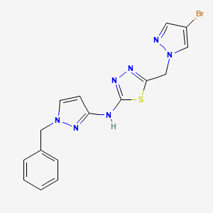 molecular formula C16H14BrN7S B10890094 N-(1-benzyl-1H-pyrazol-3-yl)-5-[(4-bromo-1H-pyrazol-1-yl)methyl]-1,3,4-thiadiazol-2-amine 