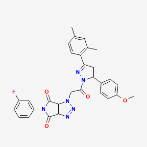 1-{2-[3-(2,4-dimethylphenyl)-5-(4-methoxyphenyl)-4,5-dihydro-1H-pyrazol-1-yl]-2-oxoethyl}-5-(3-fluorophenyl)-3a,6a-dihydropyrrolo[3,4-d][1,2,3]triazole-4,6(1H,5H)-dione