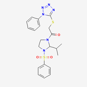 1-[3-(phenylsulfonyl)-2-(propan-2-yl)imidazolidin-1-yl]-2-[(1-phenyl-1H-tetrazol-5-yl)sulfanyl]ethanone