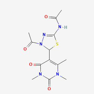 molecular formula C13H17N5O4S B10890271 N-[4-acetyl-5-(1,3,6-trimethyl-2,4-dioxo-1,2,3,4-tetrahydropyrimidin-5-yl)-4,5-dihydro-1,3,4-thiadiazol-2-yl]acetamide 