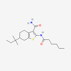 molecular formula C20H32N2O2S B10890273 2-(Hexanoylamino)-6-(2-methylbutan-2-yl)-4,5,6,7-tetrahydro-1-benzothiophene-3-carboxamide 