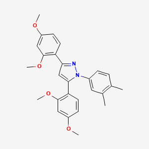 molecular formula C27H28N2O4 B10890278 3,5-bis(2,4-dimethoxyphenyl)-1-(3,4-dimethylphenyl)-1H-pyrazole 