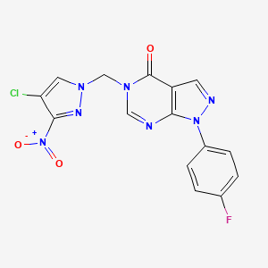 molecular formula C15H9ClFN7O3 B10890295 5-[(4-chloro-3-nitro-1H-pyrazol-1-yl)methyl]-1-(4-fluorophenyl)-1,5-dihydro-4H-pyrazolo[3,4-d]pyrimidin-4-one 