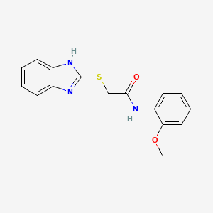 molecular formula C16H15N3O2S B10890337 Acetamide, 2-(1H-benzimidazol-2-ylthio)-N-(2-methoxyphenyl)- CAS No. 83408-88-2