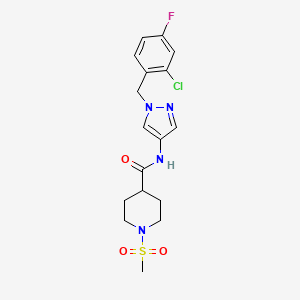 molecular formula C17H20ClFN4O3S B10890345 N-[1-(2-chloro-4-fluorobenzyl)-1H-pyrazol-4-yl]-1-(methylsulfonyl)piperidine-4-carboxamide 