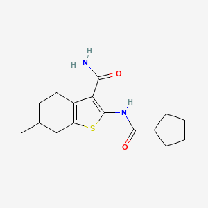 molecular formula C16H22N2O2S B10890350 2-[(Cyclopentylcarbonyl)amino]-6-methyl-4,5,6,7-tetrahydro-1-benzothiophene-3-carboxamide 