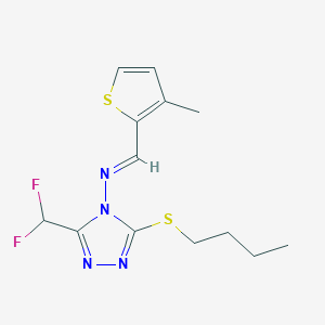 3-(butylsulfanyl)-5-(difluoromethyl)-N-[(E)-(3-methylthiophen-2-yl)methylidene]-4H-1,2,4-triazol-4-amine